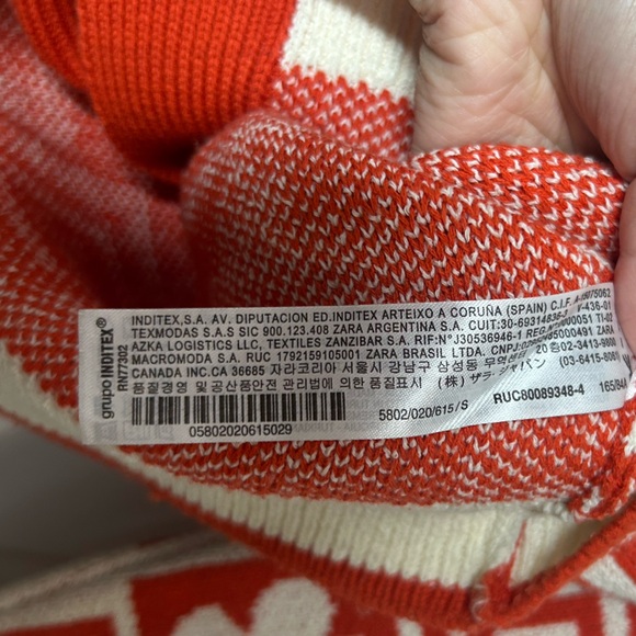 Zara Orange Jacquard Floral Geometric Chunky Knit Sweater Size S retro cozy 70s - Picture 12 of 13